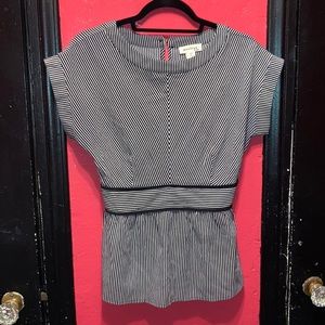 Feminine stripe blouse with cinched waist